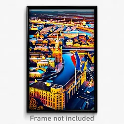 Pixel Art Poster - Prestigious Swedish City (8 Bit Psychedelic Video Game Print)