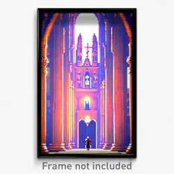 Pixel Art Poster - Noted Cathedral (8 Bit Psychedelic Trippy Video Game Print)