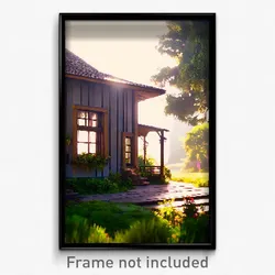 Pixel Art Poster - Natural House (8 Bit Psychedelic Trippy Video Game Print)