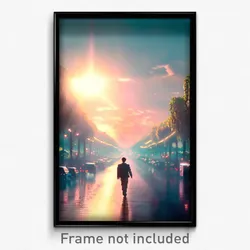 Pixel Art Poster - Heavenly Boulevard (8 Bit Psychedelic Video Game Print)