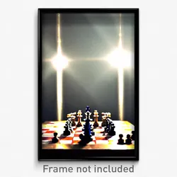Pixel Art Poster - Electric Chess (8 Bit Psychedelic Trippy Video Game Print)