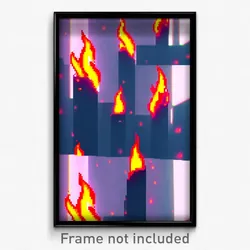 Pixel Art Poster - Flamboyant Flame (8 Bit Psychedelic Trippy Video Game Print)
