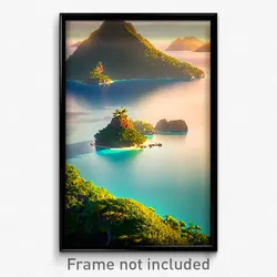 Pixel Art Poster - Beautiful Island (8 Bit Psychedelic Trippy Video Game Print)