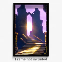 Pixel Art Poster - Cool Stronghold (8 Bit Psychedelic Trippy Video Game Print)