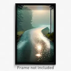 Pixel Art Poster - Watery Road (8 Bit Psychedelic Trippy Weird Video Game Print)