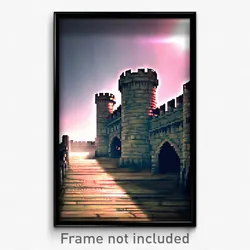Pixel Art Poster - Dangerous Battlements (8 Bit Psychedelic Video Game Print)