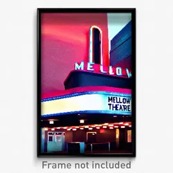 Pixel Art Poster - Mellow Movie Theatre (8 Bit Psychedelic Video Game Print)
