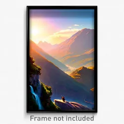 Pixel Art Poster - Mountainous Vale (8 Bit Psychedelic Trippy Video Game Print)