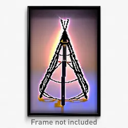 Pixel Art Poster - Digital Wire Frame Tepee (8 Bit Psychedelic Video Game Print)