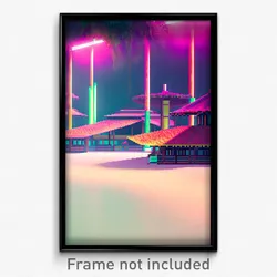 Pixel Art Poster - Original Exotic Area (8 Bit Psychedelic Video Game Print)