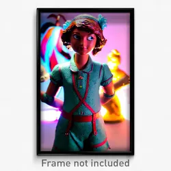 Pixel Art Poster - Quirky Statue (8 Bit Psychedelic Trippy Video Game Print)