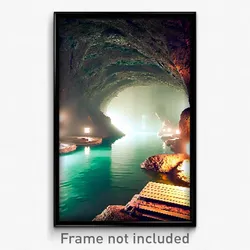 Pixel Art Poster - Underground Lagoon (8 Bit Psychedelic Video Game Print)