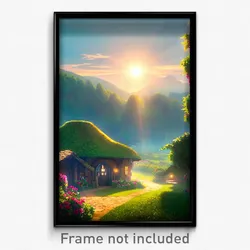 Pixel Art Poster - Pleasant Shire (8 Bit Psychedelic Trippy Video Game Print)