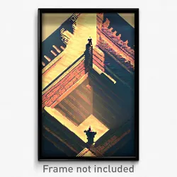 Pixel Art Poster - Hard To Find Ziggurat (8 Bit Psychedelic Video Game Print)