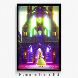 Pixel Art Poster - Fluffy Abbey (8 Bit Psychedelic Trippy Video Game Print)