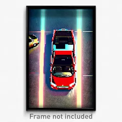 Pixel Art Poster - Complicated Car (8 Bit Psychedelic Trippy Video Game Print)