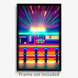 Pixel Art Poster - Original Bar (8 Bit Psychedelic Trippy Video Game Print)