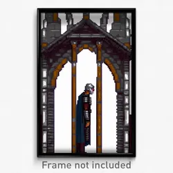 Pixel Art Poster - Bold Portcullis (8 Bit Psychedelic Trippy Video Game Print)