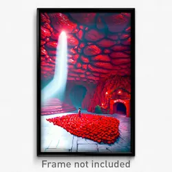 Pixel Art Poster - Red Grotto (8 Bit Psychedelic Trippy Weird Video Game Print)