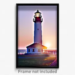 Pixel Art Poster - International Lighthouse (8 Bit Psychedelic Video Game Print)