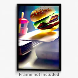 Pixel Art Poster - Important Hamburger (8 Bit Psychedelic Video Game Print)