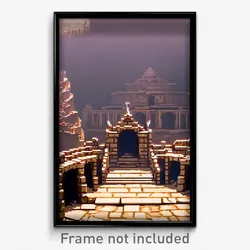 Pixel Art Poster - Barren Fortress (8 Bit Psychedelic Trippy Video Game Print)