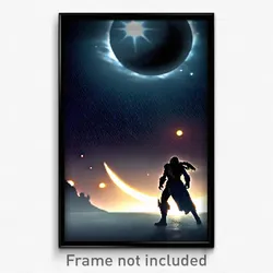 Pixel Art Poster - Dark Moon Battle (8 Bit Psychedelic Trippy Video Game Print)