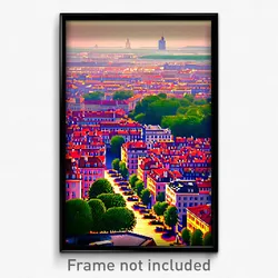 Pixel Art Poster - Dense European City (8 Bit Psychedelic Video Game Print)
