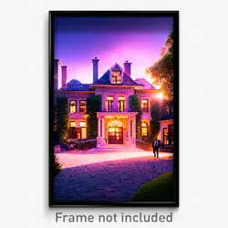 Pixel Art Poster - Quaint Mansion (8 Bit Psychedelic Trippy Video Game Print)