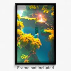 Pixel Art Poster - Strange Isle (8 Bit Psychedelic Trippy Video Game Print)