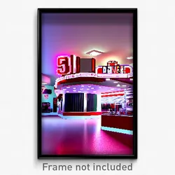 Pixel Art Poster - Gracious 50'S Diner (8 Bit Psychedelic Video Game Print)