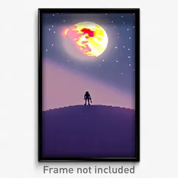 Pixel Art Poster - Long Moon (8 Bit Psychedelic Trippy Weird Video Game Print)