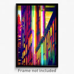 Pixel Art Poster - Vivid City (8 Bit Psychedelic Trippy Weird Video Game Print)
