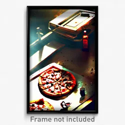 Pixel Art Poster - Dry Pizza (8 Bit Psychedelic Trippy Weird Video Game Print)