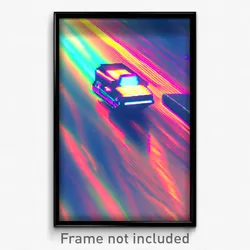 Pixel Art Poster - Glitchy Cruise (8 Bit Psychedelic Trippy Video Game Print)