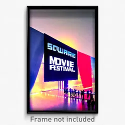 Pixel Art Poster - Square Movie Festival (8 Bit Psychedelic Video Game Print)