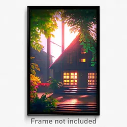 Pixel Art Poster - Leafy Safehouse (8 Bit Psychedelic Trippy Video Game Print)