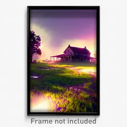 Pixel Art Poster - Distorted Homestead (8 Bit Psychedelic Video Game Print)