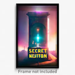 Pixel Art Poster - Secret Neutron (8 Bit Psychedelic Trippy Video Game Print)