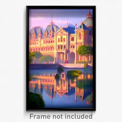 Pixel Art Poster - Peaceful Palace (8 Bit Psychedelic Trippy Video Game Print)