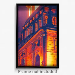Pixel Art Poster - Orange Historical Architecture (8 Bit Video Game Print)