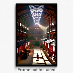 Pixel Art Poster - Outstanding Longhouse (8 Bit Psychedelic Video Game Print)