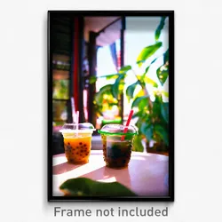 Pixel Art Poster - Natural Boba Tea (8 Bit Psychedelic Trippy Video Game Print)