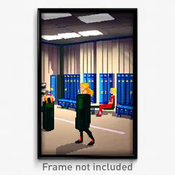 Pixel Art Poster - Prestigious Locker Room (8 Bit Psychedelic Video Game Print)