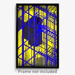 Pixel Art Poster - Wire Frame Glitchy Outpost (8 Bit Video Game Print)
