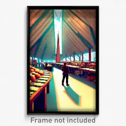Pixel Art Poster - Triangular Marketplace (8 Bit Psychedelic Video Game Print)