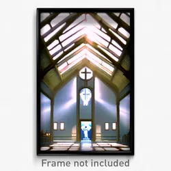 Pixel Art Poster - Angelic Shelter (8 Bit Psychedelic Trippy Video Game Print)