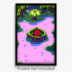 Pixel Art Poster - Fruity Bog (8 Bit Psychedelic Trippy Weird Video Game Print)