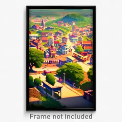 Pixel Art Poster - Different Small Town (8 Bit Psychedelic Video Game Print)