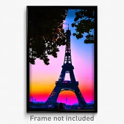 Pixel Art Poster - Faraway Paris (8 Bit Psychedelic Trippy Video Game Print)